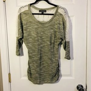 Almost Famous Green Shirt with White Lace on Back